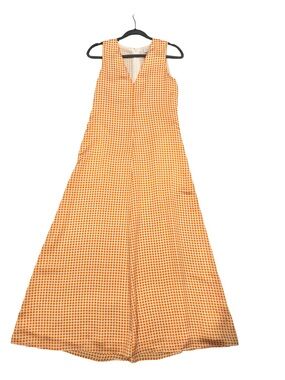 Club Monaco Orange Gingham Sleeveless V-Neck Maxi Dress